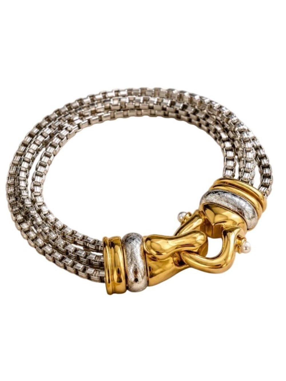 Size 7 Park Lane Multi-Strand Silver-Tone Box Chain Bracelet Two-Tone Gold Tone